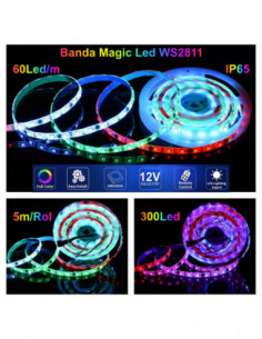 Banda Led WS2811 Digital Pixel 5050 RGB 60D-12V/IP65