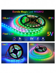 Banda Led WS2812 Digital Pixel 5050 RGB 60D-5V / IP65