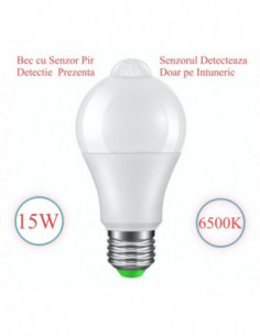 Bec cu LED si Senzor de Miscare E27-15W-6500K