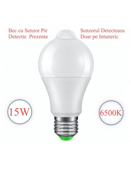 Bec cu LED si Senzor de Miscare E27-15W-6500K