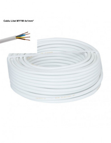 Cablu Electric Litat 4x1mm² Alb MYYM Litat / 100ml