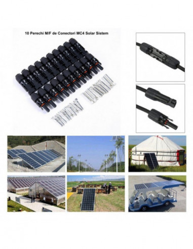 Conector MC4 de Sistem Solar Fotovoltaic-Kit 10 Set F/M