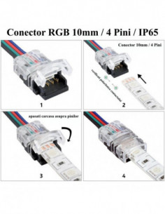 Conector Banda Led & RGB 10mm/4 Pini - 4 Fire