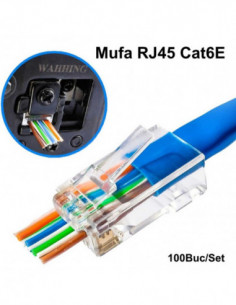 Mufa UTP Plastic CAT6E + CUT 100b/set