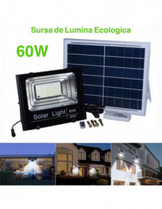 Proiector 60W cu Panou Solar și Telecomanda