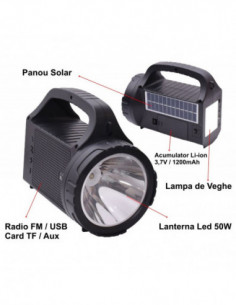 Lanterna BL-12SLT cu Radio + Panou Solar