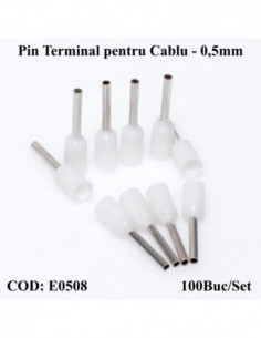 Pin Terminal de Cablu E0508 Alb