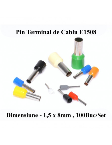 Pin Terminal de Cablu E1508 Negru