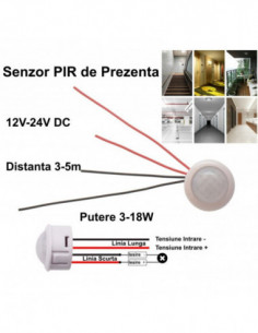 Senzor Pir 12-24V DC cu 4 Fire 25x20mm